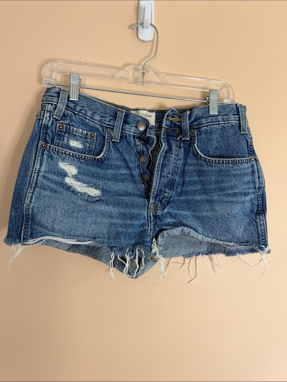 Universal Thread Distressed High-Rise Denim Shorts in Blue